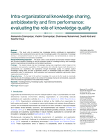 Intra-organizational knowledge sharing, ambidexterity and firm performance: Evaluating the role of knowledge quality