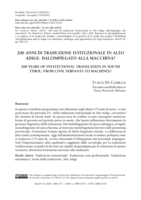 200 anni di traduzione istituzionale in Alto Adige: dall'impiegato alla macchina?200 years of institutional translation in South Tyrol: from civil servants to machines?