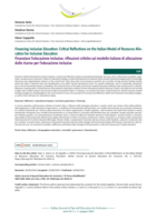Financing inclusive Education: Critical Reflections on the Italian Model of Resource Allocation for Inclusive Education