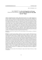 La diversità linguistica in Europa: Osservazioni dal punto di vista delle “piccole” lingue