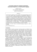Conversation Analysis for Language Documentation: Interactional Perspectives on Lesser-described Languages