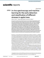 In vivo spectroscopy and machine learning for the early detection and classification of different stresses in apple trees