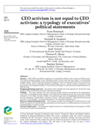 CEO Activism Is Not Equal to CEO Activism: A Typology of Executives’ Political Statements