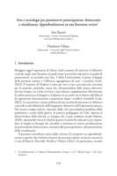 Arte e tecnologie per promuovere partecipazione, democrazia e cittadinanza: Approfondimento su una literature review