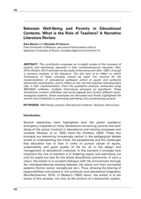 Between Well-Being and Poverty in Educational Contexts: What is the Role of Teachers? A Narrative Literature Review