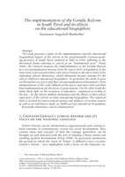 The implementation of the Gentile Reform in South Tyrol and its effects on the educational biographies