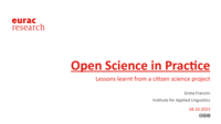 Open Science in Practice: Lessons learnt from a citizen science project