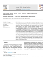 Study of peak Laminar Burning Velocity of several syngas compositions at different temperatures