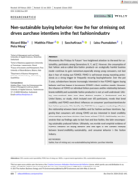 Non-sustainable buying behavior: How the fear of missing out drives purchase intentions in the fast fashion industry