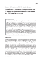 Transformer: diskursive Konfigurationen von Wissen in analogen und digitalen Lernräumen der EduSpace-Lernwerkstatt