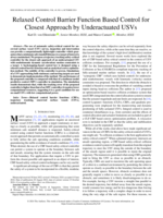 Relaxed control barrier function based control for closest approach by underactuated USVs
