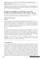 Tradurre nel pubblico e nel privato: la voce dei traduttori non profesisonisti tra Alto Adige e Marche