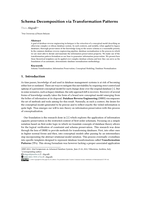 Schema Decomposition via Transformation Patterns
