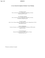 A Cross-Cultural Investigation of Students’ Career Planning