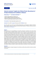 Selective Inclusion? Insights Into Political Parties' Recruitment of Immigrant Background Candidates in Bolzano