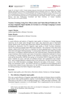 Teacher training using peer observation and video-based fieldwork: Observing linguistic input quality in German as a foreign language lessons at elementary school