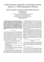 A Rule Induction Approach to Forecasting Critical Alarms in a Telecommunication Network