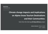 Climate change impacts and implications on Alpine Snow Tourism Destinations and their Communities: hints from the Interreg AS BeyondSnow project