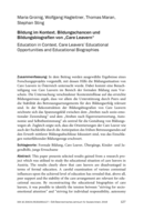 Bildung im Kontext: Bildungschancen und Bildungsbiografien von „Care Leavern“