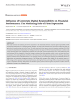 Influence of Corporate Digital Responsibility on Financial Performance: The Mediating Role of Firm Reputation