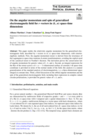 On the angular momentum and spin of generalized electromagnetic field for r-vectors in (k,&nbsp;n) space-time dimensions