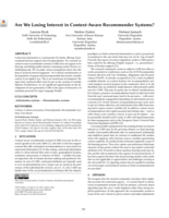 Are We Losing Interest in Context-Aware Recommender Systems?