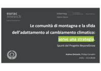 Le comunità di montagna e la sfida dell’adattamento al cambiamento climatico: serve una strategia. Spunti dal Progetto BeyondSnow