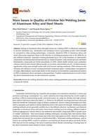 Main Issues in Friction Stir Welding of Aluminum Alloy and Steel sheets