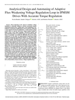 Analytical Design and Autotuning of Adaptive Flux-Weakening Voltage Regulation Loop in IPMSM Drives With Accurate Torque Regulation