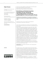 Entwicklung und Evaluierung eines Simulators für das Training der ultraschallgestützten transrektalen gynäkologischen Untersuchung des Rindes = Development and evaluation of a simulator for training of ultrasound-assisted transrectal gynecological examination of cattle