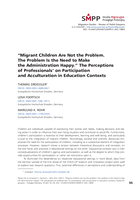 “Migrant Children Are Not the Problem. The Problem Is the Need to Make the Administration Happy.”: The Perceptions of Professionals’ on Participation and Acculturation in Education Contexts