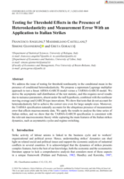 Testing for Threshold Effects in the Presence of Heteroskedasticity and Measurement Error With an Application to Italian Strikes