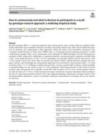 How to communicate and what to disclose to participants in a recall-by-genotype research approach: A multistep empirical study