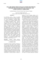Syllabic reduction in Italian connected speech: towards the integration of linguistic and computational approaches
