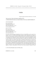 The Age of the Systemic Imperative: A Phenomenological Diagnosis of Social Responsibility
