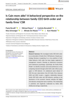 Is Cain More Able? A Behavioral Perspective on the Relationship between Family CEO Birth Order and Family Firms’ CSR