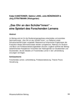 Das Ohr an den Schülerinnen: eine Spielart des Forschenden Lernens