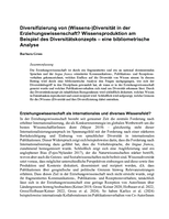 Diversifizierung von (Wissens-)Diversität in der Erziehungswissenschaft? Wissensproduktion am Beispiel des Diversitätskonzepts: eine bibliometrische Analyse