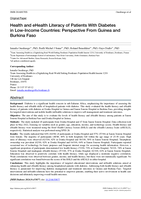 Health and eHealth Literacy of Patients With Diabetes in Low-Income Countries: Perspective From Guinea and Burkina Faso