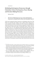 Rethinking Participatory Democracy through Federalism: Citizen Participation, Power-Sharing and Decision-Making Processes