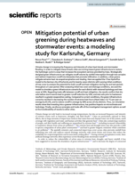 Mitigation potential of urban greening during heatwaves and stormwater events: a modeling study for Karlsruhe, Germany