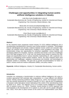 Challenges and opportunities in integrating human-centric artificial intelligence solutions in industry ​