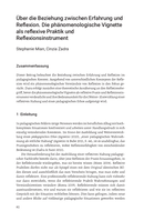 Über die Beziehung zwischen Erfahrung und Reflexion: die phänomenologische Vignette als reflexive Praktik und Reflexionsinstrument
