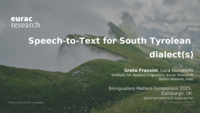 Speech-to-Text for South Tyrolean dialect(s)