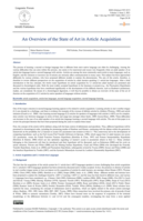 An Overview of the State of Art in Article Acquisition