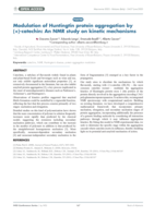 Modulation of Huntingtin protein aggregation by (+)-catechin: an NMR study on kinetic mechanisms