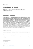 All the time in the world? Reflections on Time in the Framework of Inclusive Education at Primary School Level
