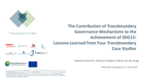 The Contribution of Transboundary Governance Mechanisms to the Achievement of SDG15: Lessons-Learned from Four Transboundary Case Studies