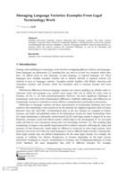 Managing Language Varieties: Examples From Legal Terminology Work