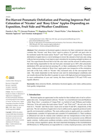 Pre-Harvest Pneumatic Defoliation and Pruning Improves Peel Coloration of ‘Nicoter’ and ‘Rosy Glow’ Apples Depending on Exposition, Fruit Side and Weather Conditions